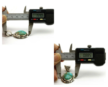 Navajo Necklace .925 Silver Kingman Turquoise Signed UP C.1980's