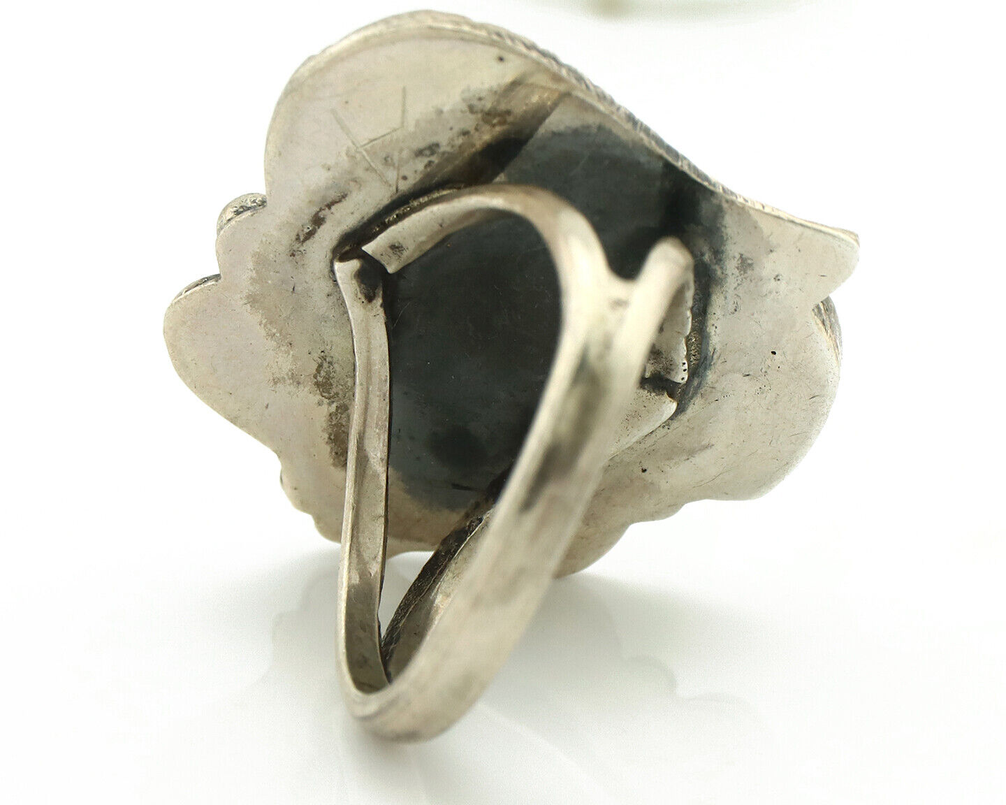 Navajo Ring 925 Silver Coral & Globe Turquoise Native American Artist C.80's
