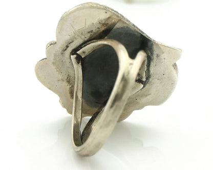 Navajo Ring 925 Silver Coral & Globe Turquoise Native American Artist C.80's