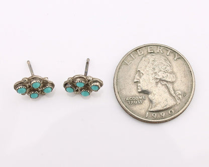 Zuni Earrings 925 Silver Sleeping Beauty Turquoise Native American Artist C.80's