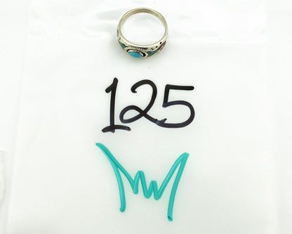 Navajo Handmade Ring 925 Silver Blue Turquoise & Coral Native American C.80's