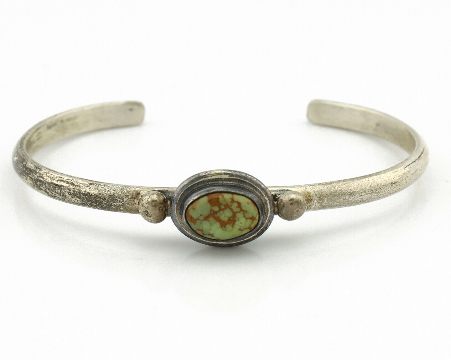 Navajo Bracelet .925 Silver Spiderweb Turquoise Native American Artist C.90's