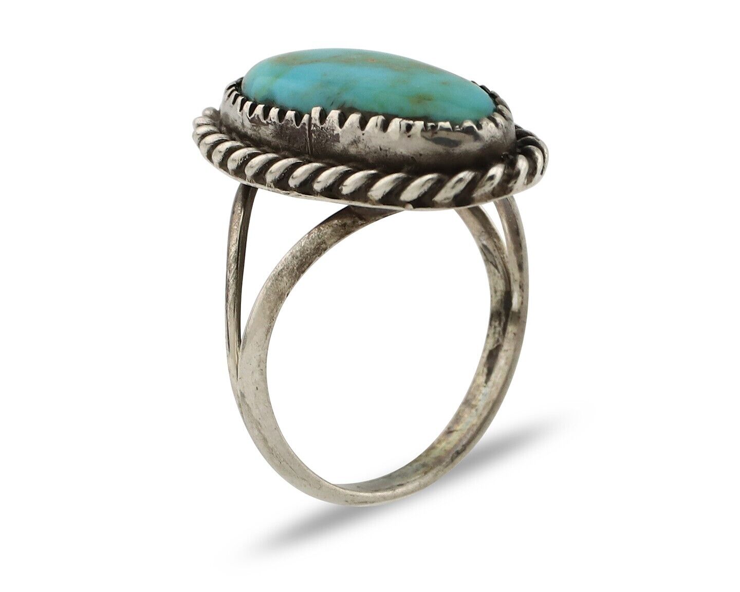 Navajo Handmade Ring 925 Silver Kingman Turquoise Artist Signed MC C.80's