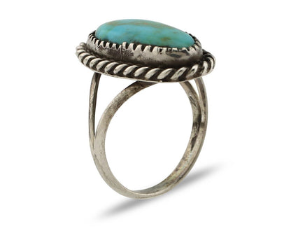 Navajo Handmade Ring 925 Silver Kingman Turquoise Artist Signed MC C.80's