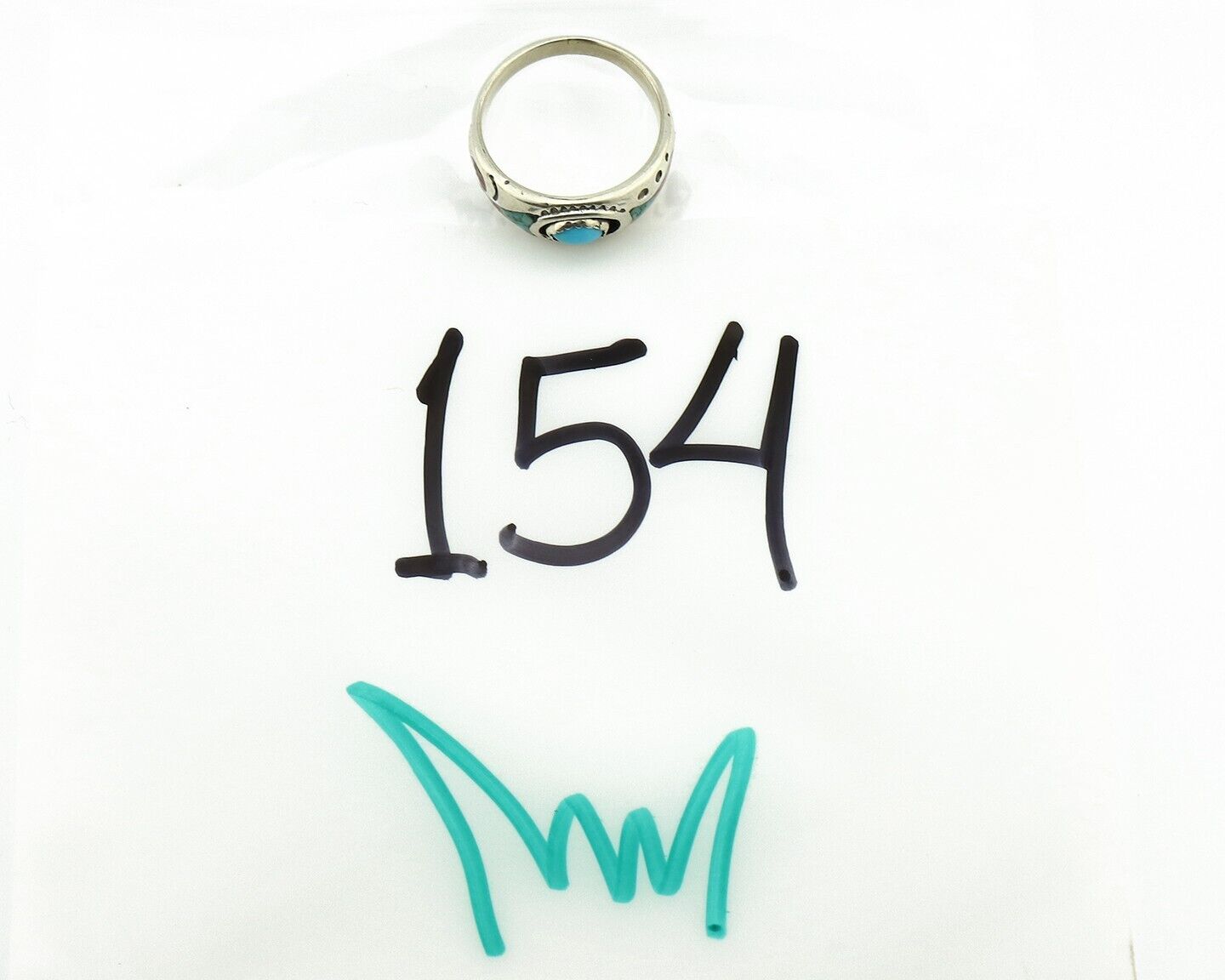Navajo Handmade Ring 925 Silver Blue Turquoise & Coral Native American C.80's