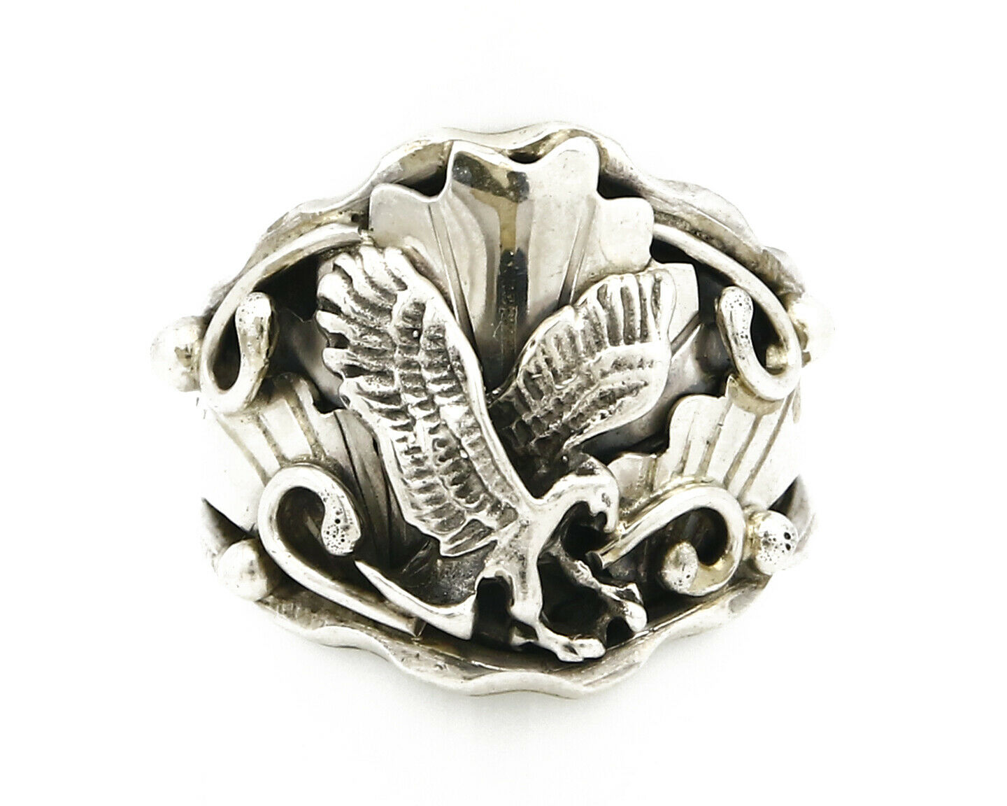Navajo Eagle Ring .925 SOLID Silver Handmade Signed Artist S Circa 1980's