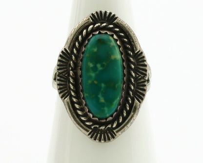 Navajo Ring .925 Silver Green Turquoise Native American Artist C.1980's