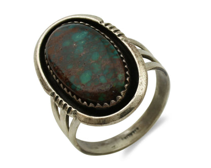 Navajo Ring .925 Silver Spiderweb Turquoise Native American Artist C.1980's