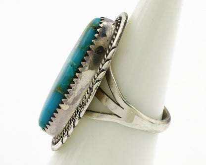 Navajo Ring .925 Silver Blue Turquoise Artist Signed M Begay C.1980's