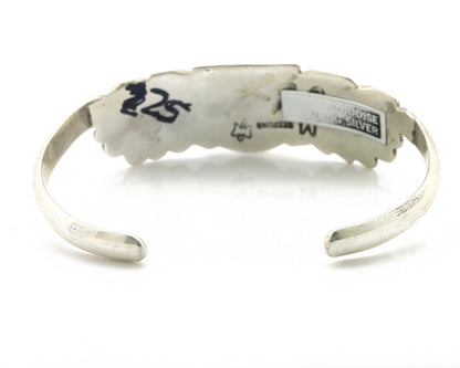 Navajo Bracelet 925 Silver Sleeping Beauty Turquoise Artist Signed M Montoya C80