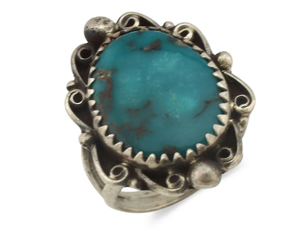 Navajo Ring .925 Silver Morenci Turquoise Artist Billy Eagle C.80's
