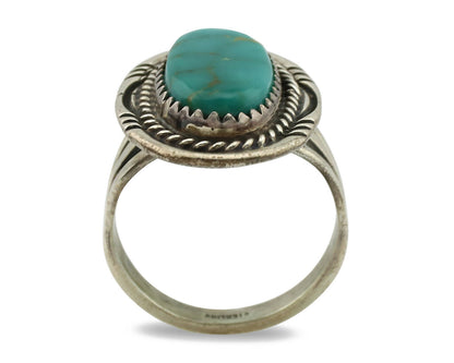 Navajo Ring .925 Silver Kingman Turquoise Native American Artist C.1980's