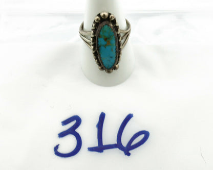 Navajo Ring .925 Silver Natural Blue Turquoise Artist Signed SC C.80's
