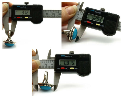 Navajo Ring .925 Silver Blue Turquoise Signed Artist Apache C.80's