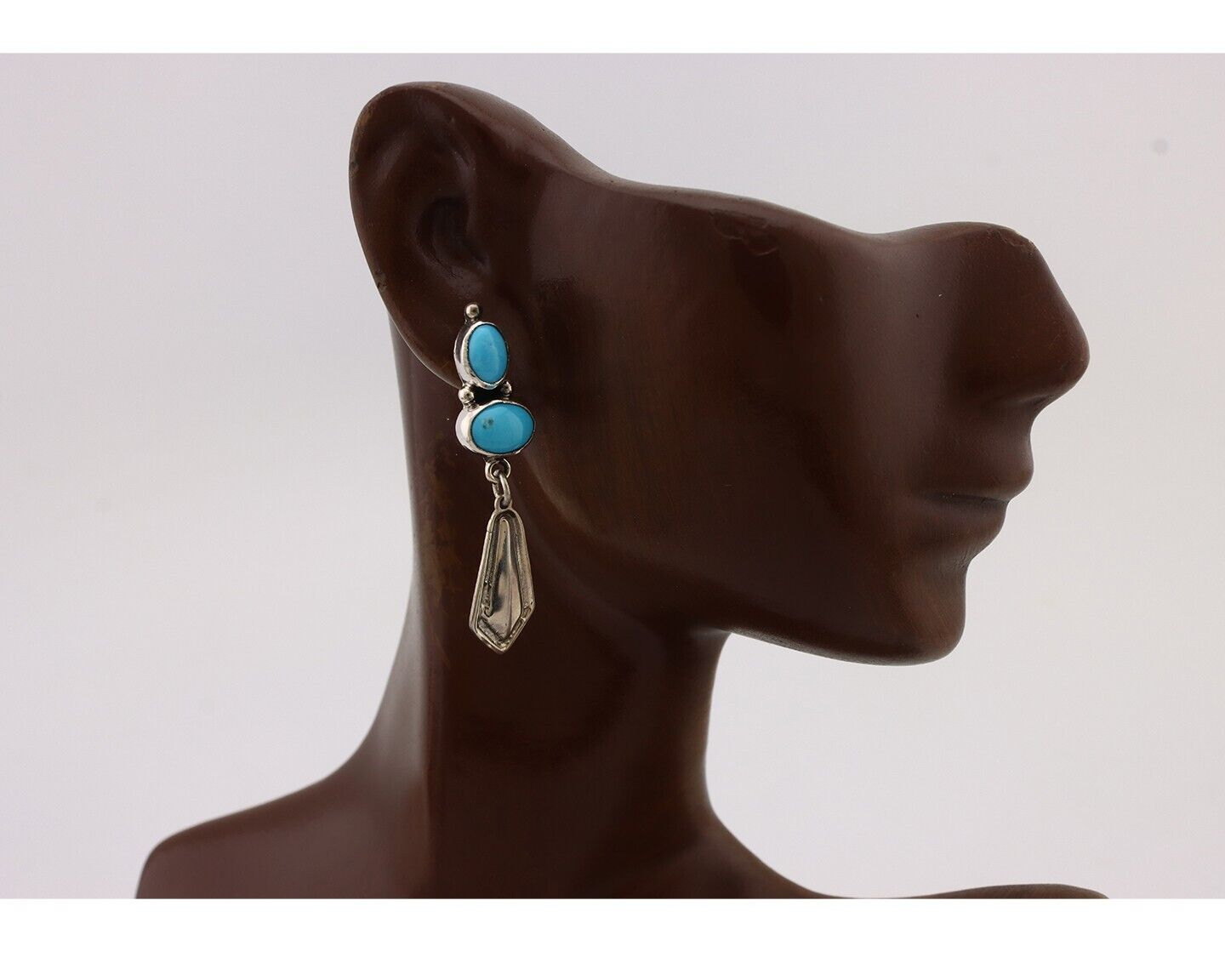 Navajo Earrings 925 Silver Natural Blue Turquoise Native American Earrings C80's