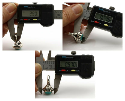 Navajo Ring .925 Silver Kingman Turquoise Artist Signed Gecko C.90's