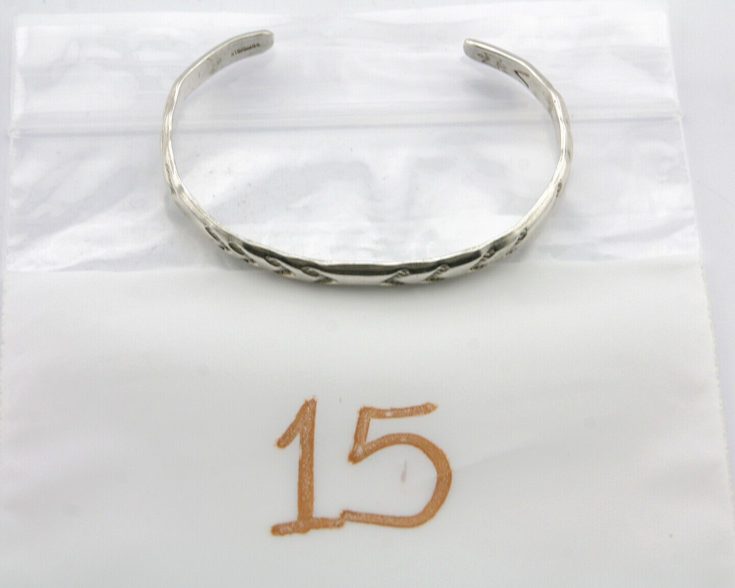 Navajo Bracelet .925 Silver Hand Stamped Arrow Head Artist V Montoya C.80's