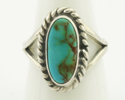Navajo Ring .925 Silver Natural Mined Turquoise Artist Signed Gecko C.80's