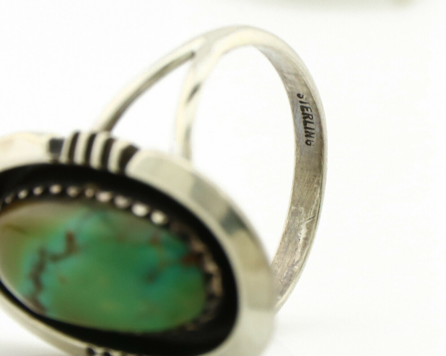 Navajo Ring .925 Silver Kingman Turquoise Native Artist C.1980's