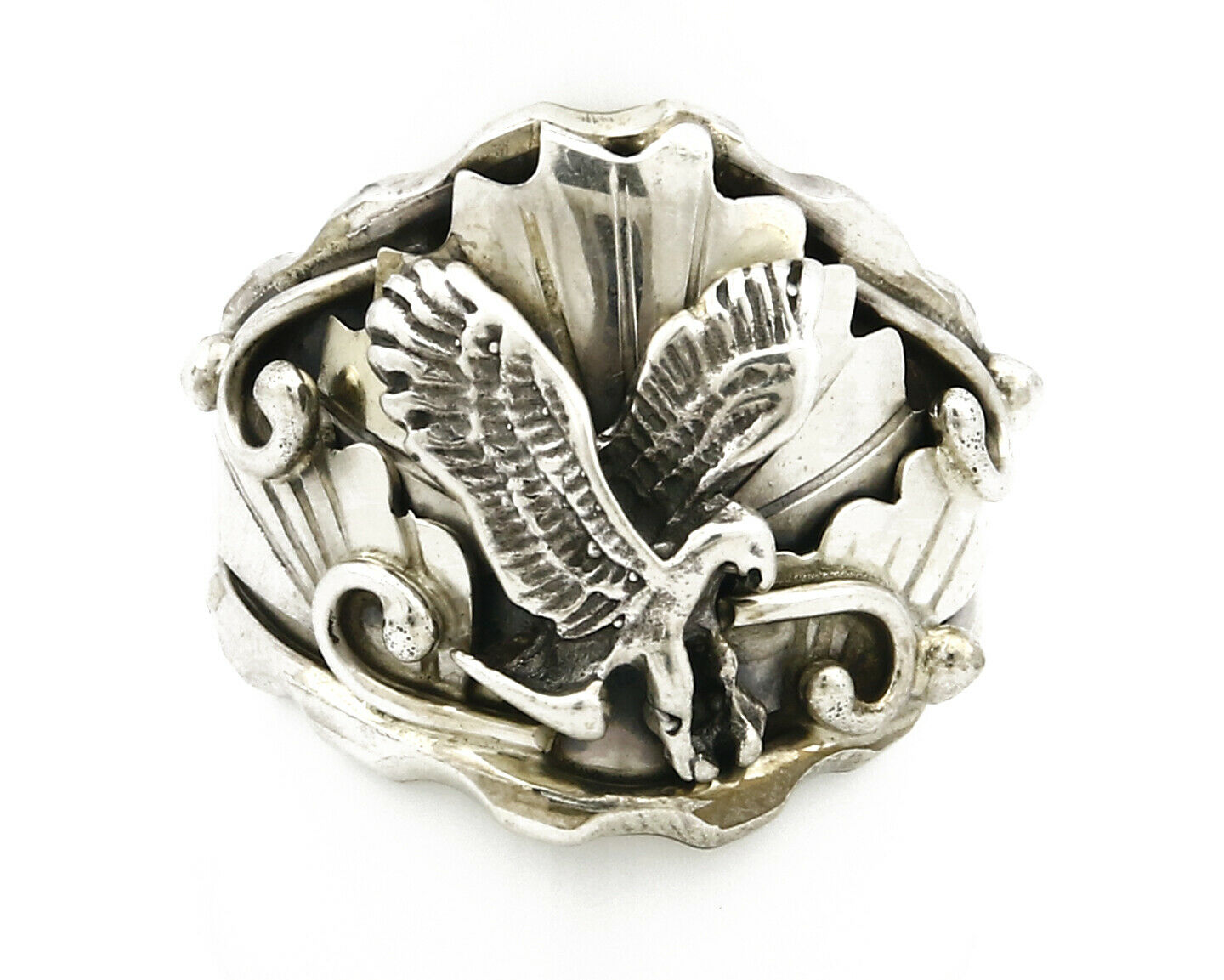 Navajo Eagle Ring .925 SOLID Silver Handmade Signed Artist S Circa 1980's