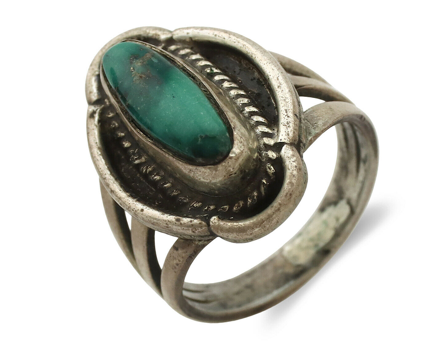 Navajo Ring .925 Silver Natural Blue Turquoise Native American Artist C.1980's