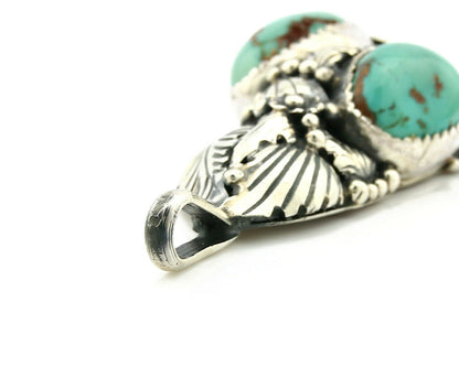 Navajo Pendant .925 Silver Bisbee Turquoise Signed Tom Willeto C.80's