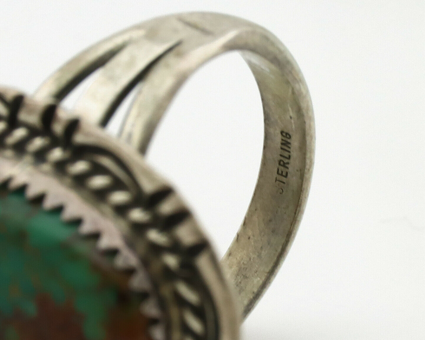 Navajo Ring .925 Silver Kingman Turquoise Native American Artist C.1980's