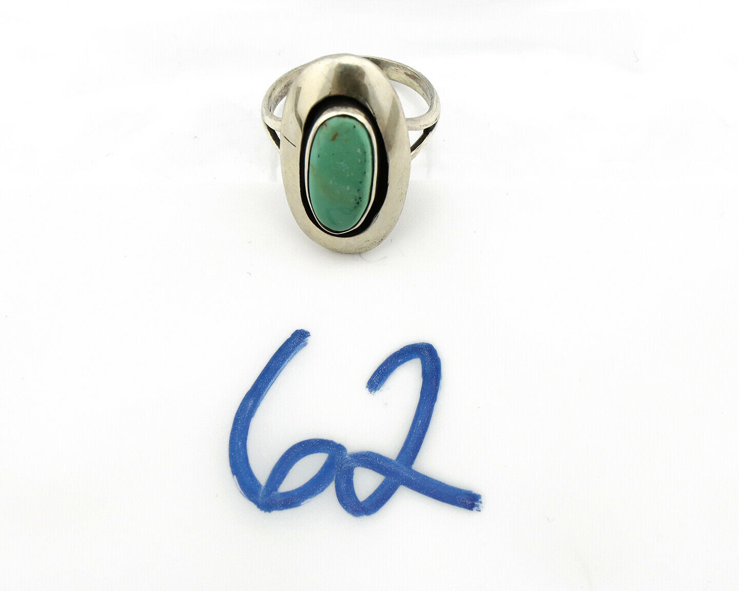 Navajo Shadow Box Ring .925 Silver Blue Turquoise Signed M Montoya C80s