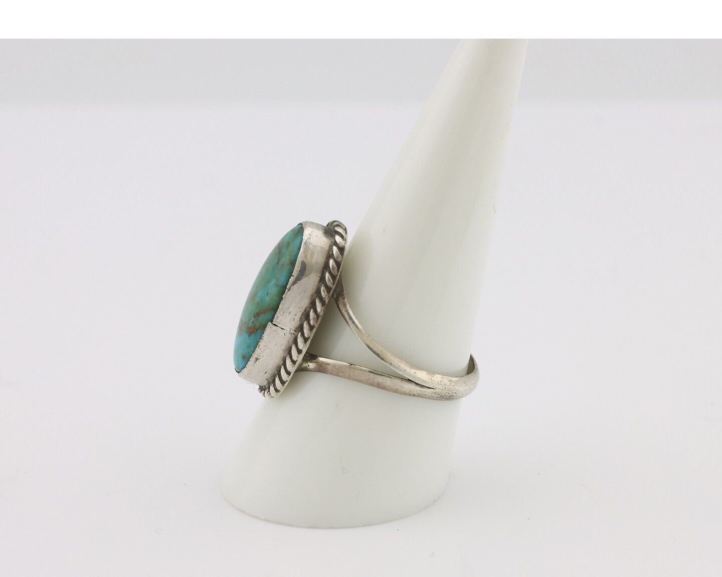 Navajo Handmade Ring 925 Silver Kingman Turquoise Native Artist C.80's