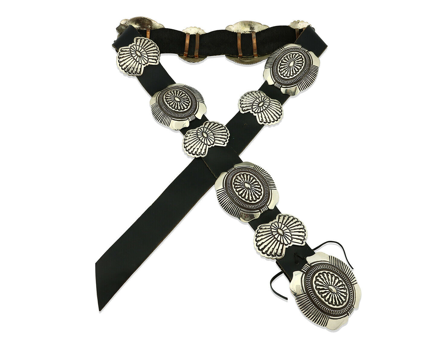 Navajo Concho Belt .925 Silver Old Pawn Native American Handmade C.80's