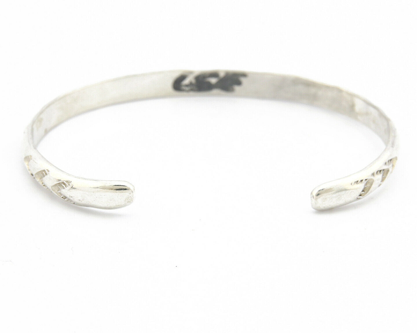 Navajo Bracelet .925 Silver Hand Stamped Arrow Head Artist I Montoya C.80's