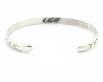 Navajo Bracelet .925 Silver Hand Stamped Arrow Head Artist I Montoya C.80's
