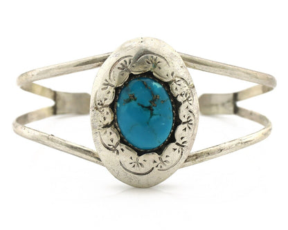 Navajo Cuff Bracelet 925 Silver Natural Turquoise Native American Artist C.80's