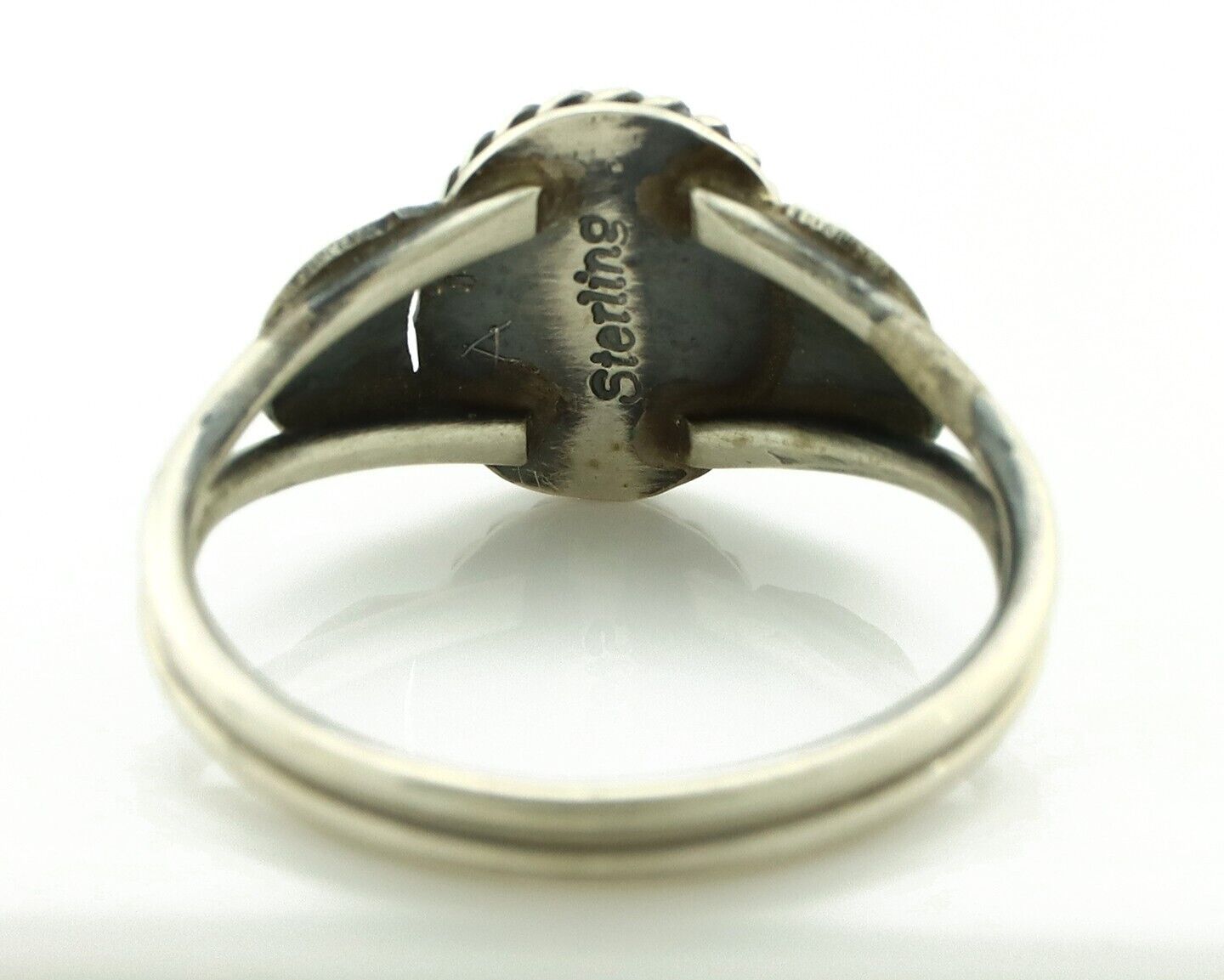 Navajo Ring 925 Silver Natural Mined Black Onyx Native American Artist C.80's