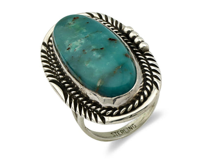 Navajo Ring .925 Silver Kingman Turquoise Signed William Denetdale C.80's
