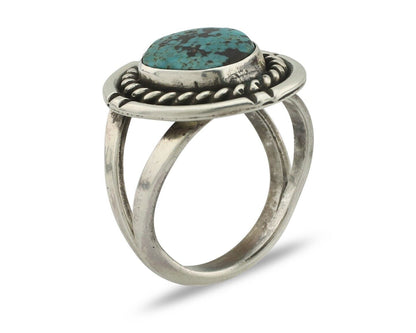 Navajo Handmade Ring .925 Silver Blue Diamond Turquoise Native Artist C.80's