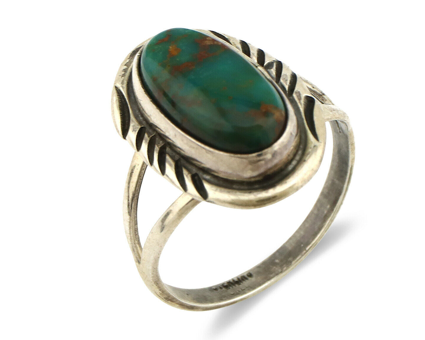 Navajo Ring .925 Silver Royston Turquoise Native American Artist C.1980's