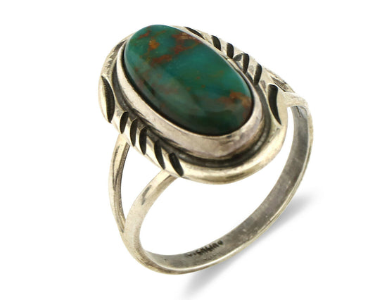Navajo Ring .925 Silver Royston Turquoise Native American Artist C.1980's