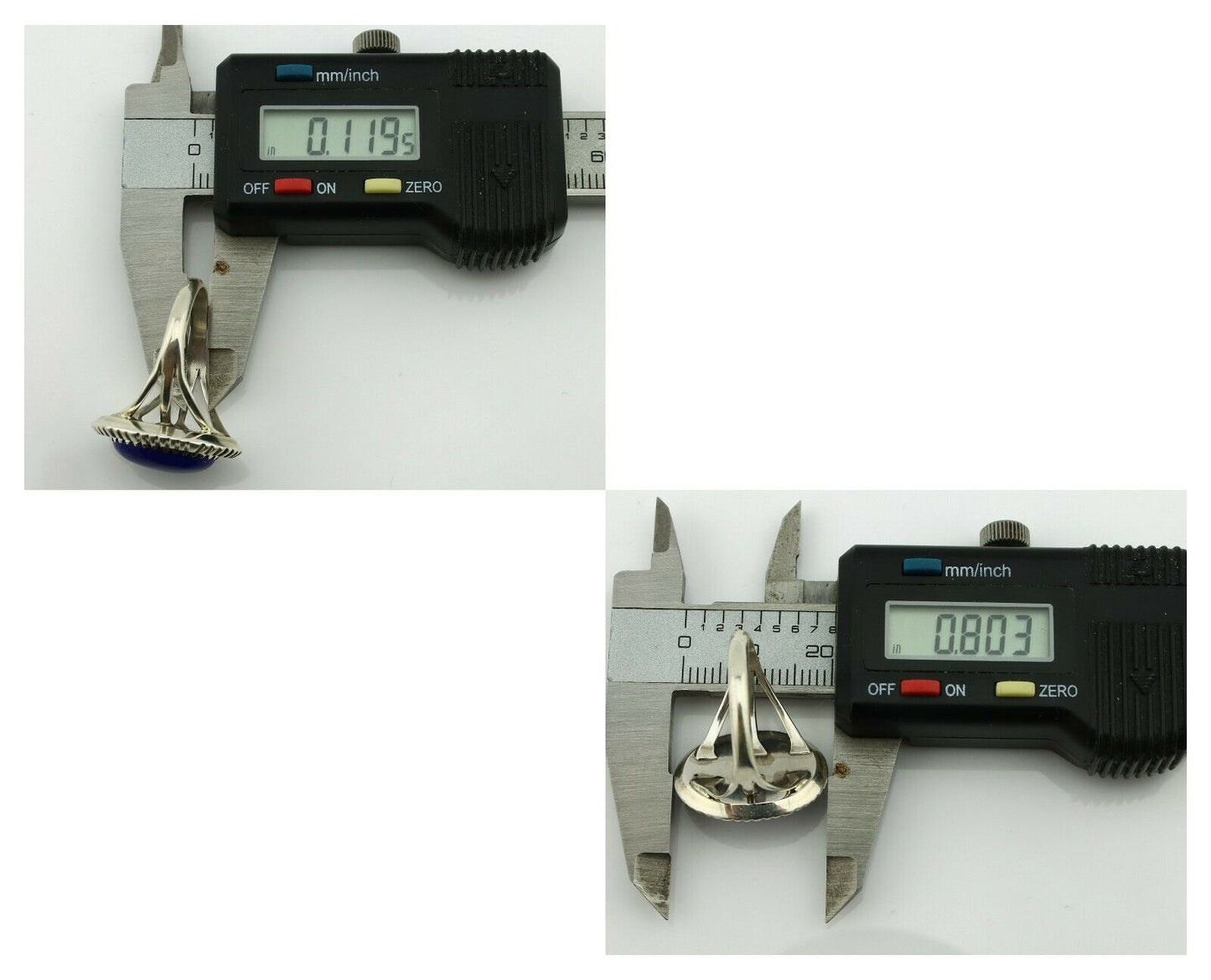 Navajo Ring .925 Silver Natural Lapis Lazuli Native American Artist C.80's