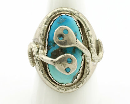 Zuni Ring .925 Silver Blue Turquoise Artist Signed Effie Calavaza C.1980's