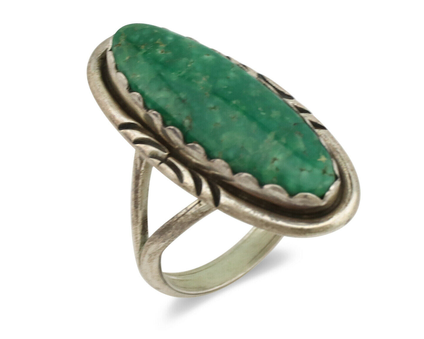Navajo Ring .925 Silver Green Turquoise Native American Artist C.1980's