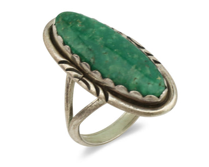 Navajo Ring .925 Silver Green Turquoise Native American Artist C.1980's