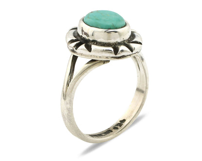 Navajo Ring .925 Silver Kingman Turquoise Artist Signed Gecko C.90's