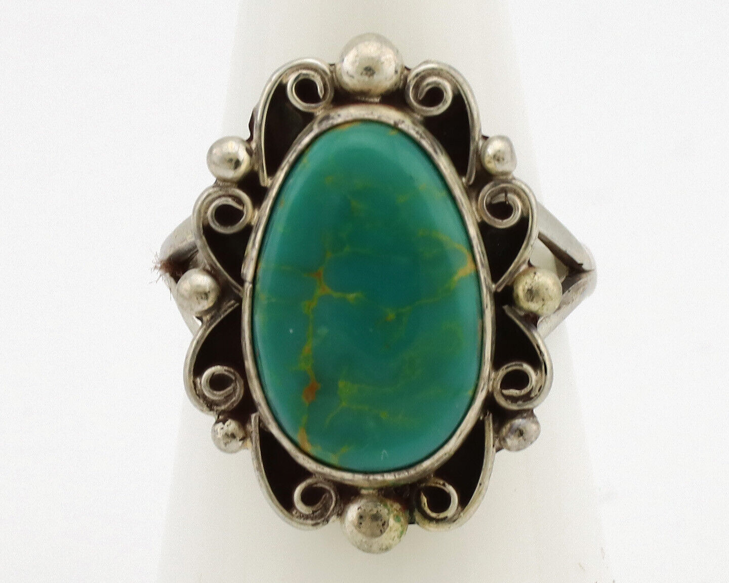 Navajo Ring .925 Silver Kingman Turquoise Artist Signed Billy Eagle C.80's