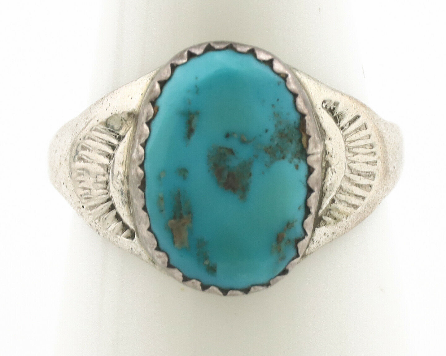Zuni Ring .925 Silver Natural Blue Turquoise Native American Artist C.1980's
