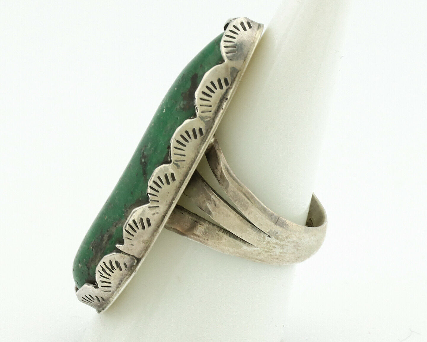 Navajo Ring .925 Silver Colorado Slab Turquoise Native American Artist C.1980's