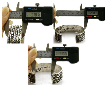 Women's Navajo Bracelet .925 Silver Handmade Cuff Signed Montoya C.1980's