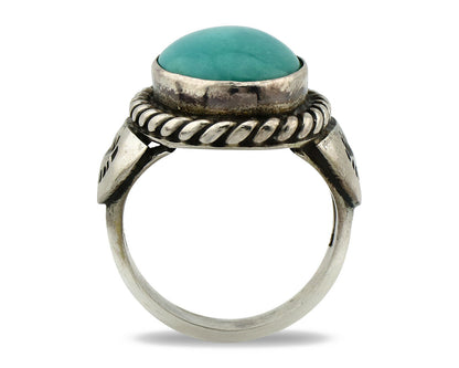 Navajo Ring .925 Silver Kingman Turquoise Artist Signed Apache C.80's