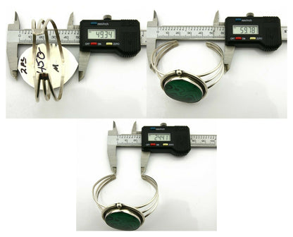 Navajo Malachite Bracelet SOLID .925 Silver Signed Artist KH C.80's