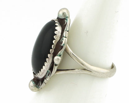 Navajo Ring 925 Silver Natural Mined Onyx Artist Signed BDLE C.80's